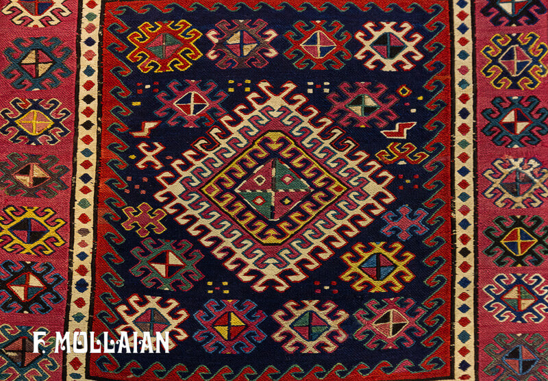 گلیم/فرش کوچک (خورجین) آنتیک شاهسون، شمال غرب ایران کد:۶۱۴۹۰۸۱۲